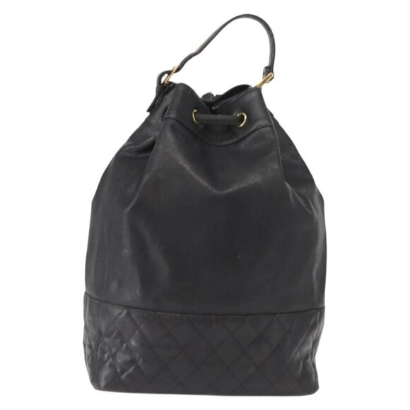 CHANEL Matelasse Backpack Grained Calf Skin Black Gold CC Auth 145289 main image 12
